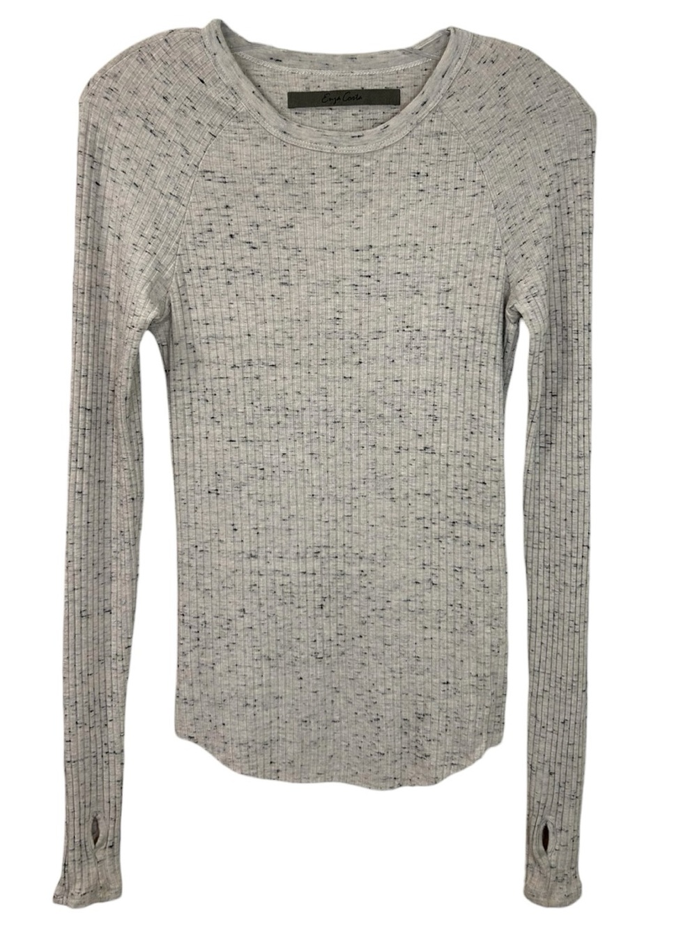 Enza Costa Women's  'Baseball Crew' Long Sleeve Top Ribbed, Natural Beige, Small - Picture 3 of 11